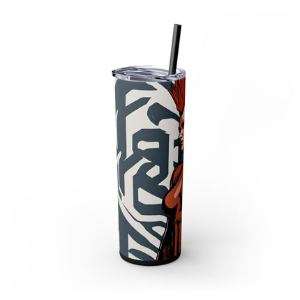 FUTURISTIC CYBER PUNK Skinny Tumbler - Leather Clad Spike Mohawk Girl Insulated Cup