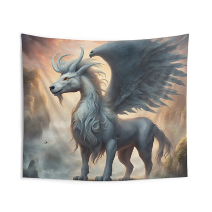 Majestic Myths Wall Art Decor | Pegasus Horned Winged Horse Tapestry | Sky Cloud Fantasy Game Room Hanging | Mythological Bed Room Gift