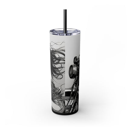 BEAUTY, BIKES AND BONES Skinny Tumbler - Dead Love Skeleton Rider Motorcycle Cup
