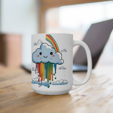 Pouring Creativity Mug, Rainbow Coffee Cup, Happy Colors Mug, Girls Ceramic Mug 15oz
