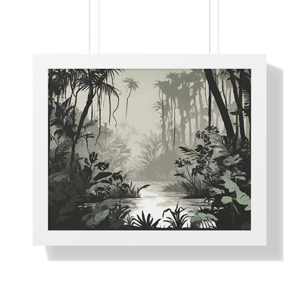 Wall Decor, Jungle Scene, Framed Wall Hanging, Black Shadow Print, Nature Scene Picture, Living Room Poster, Office Scenery