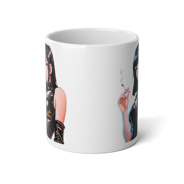 Leather Clad Cigarette Smoking Anime Girl 20oz Coffee Mug