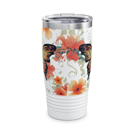BUTTERFLY Tumbler - Flying Insect Flower Pattern Travel Mug
