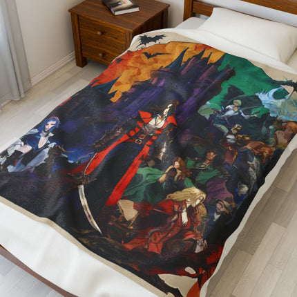 A CURSED ECLIPSE UPSETS THE BALANCE OF LIGHT AND DARKNESS Video Game Inspired Abstract Collage Blanket