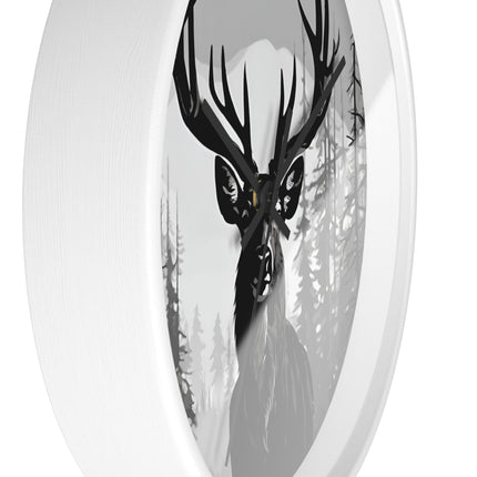 BIG BUCK HUNTER Wall Clock - Snowy Mountain Deer Hunting Decor