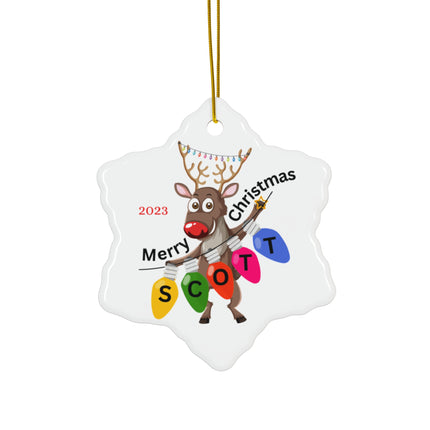 PERSONALIZED RUDOLPH Christmas Ceramic Ornament