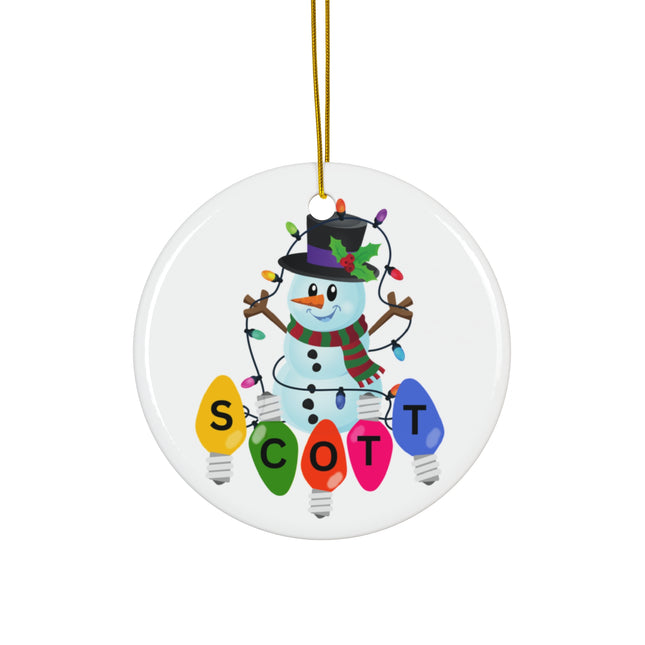 PERSONALIZED SNOWMAN Christmas Ceramic Ornament