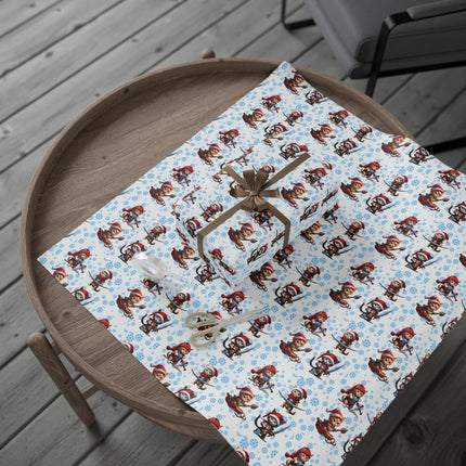Christmas Wrapping Paper Kitten Warriors Snow Cats White Blue Red Santa Hats Snowflakes Presents Gift Wrap Holiday Gift Wrap Roll
