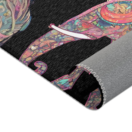 MARCH OF THE ELEPHANTS Floral Collage Area Rug