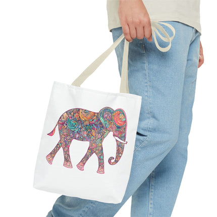 Elephant Gift Tote | Majestic Color Pattern Custom Grocery Bag | Animal Lovers Office Travel Carrier | Wild Safari Business Traveler
