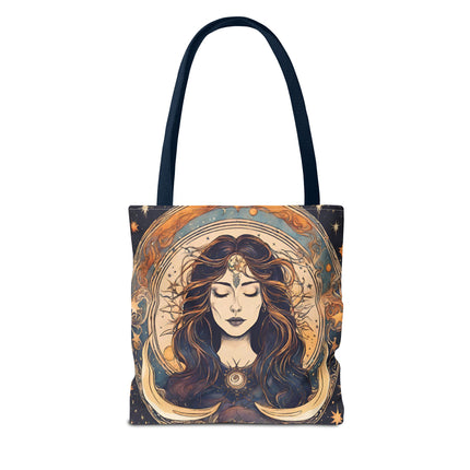 Sun & Moon Goddess Tote | Lunar Stars and Space Astronomy Grocery Bag | Wiccan Dreams Office Laptop Book Carrier | Solar System Travel Gift