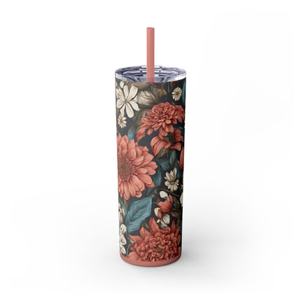FLORAL BEAUTY Skinny Tumbler - Fitness Exercise Workout Drink Traveler