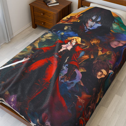 EVIL OVERLOOKS THE CLAN OF LEGEND Video Game Inspired Abstract Collage Blanket