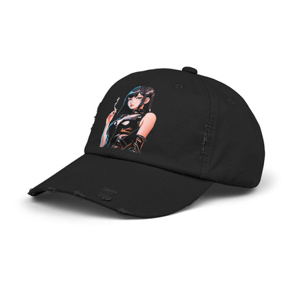 Cigarette Smoking Anime Girl Cap, Black Tight Leather Outfit Sexy Cute Hat, Japan Cartoon Secret Agent Style Spring, Summer, Fishing Wear