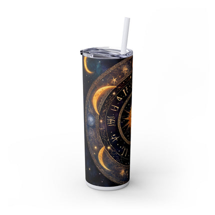 SUN & MOON PHASES Skinny Tumbler - Lunar Cycle Astronomy Night Sky Galaxy Cup