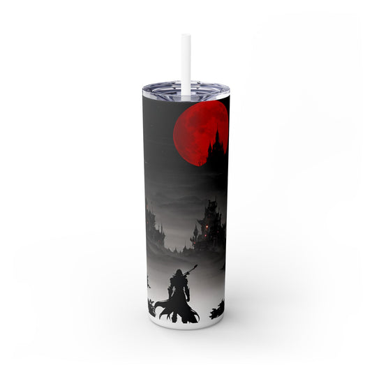 Castlevania Belmont Video Game Inspired Travel Cup | Death and Terror Await Skinny Tumbler | Dracula Castle Vampire Night Gamer Gift