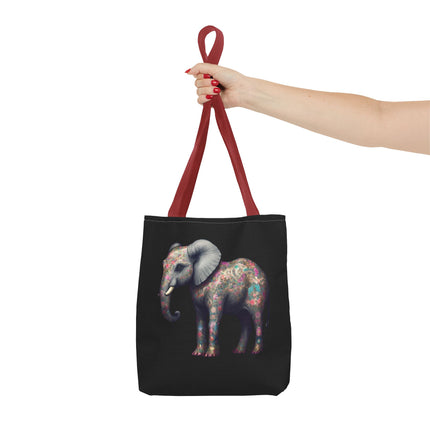Elephant Gift Tote | Majestic Flower Pattern Grocery Bag | Animal Lovers Office Travel Carrier | Safari Kingdom Endangered Cotton Traveler