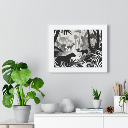 Animal Kingdom Print, Jungle Wall Decor, Wild Animal Scene, Shadow Wall Hanging, Nature Picture, Living Room Poster, Office Scenery