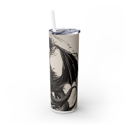 GOTHIC MEDIEVAL FLYING DRAGON Skinny Tumbler - Woman Beast Rider Dark Fantasy Cup