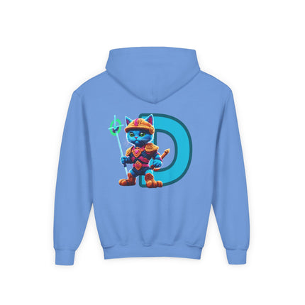 CUSTOM Letter D PERSONALIZED Warrior Cat Boys or Girls Hoodie Sweatshirt (ADD NAME TO FRONT)