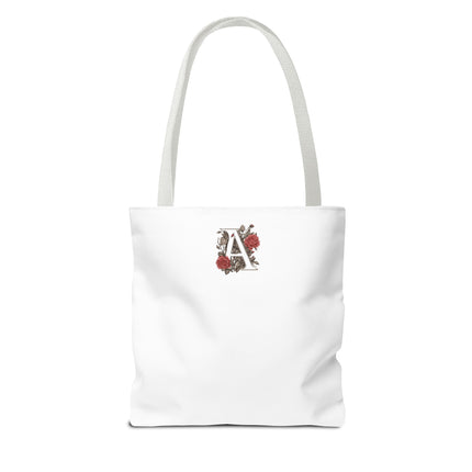 Custom Letter Personalized Tote | Rose Flowered Grocery Travel Bag | Floral Print Roses Office Laptop & Books or Exercise Overnight Carrier