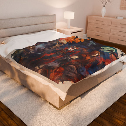 ALLIANCE AGAINST THE FORCES OF DARKNESS Blanket - Video Game Inspired Collage Throw