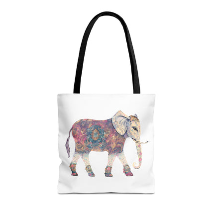 Elephant Lovers Tote | Majestic Color Pattern Custom Grocery Bag | Animal Gift Office Travel Carrier | Wild Woodland Business Traveler