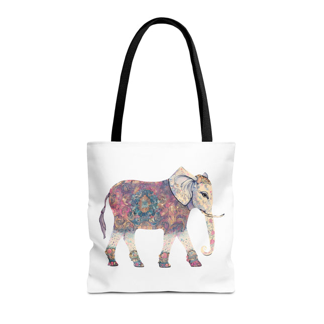 Elephant Lovers Tote | Majestic Color Pattern Custom Grocery Bag | Animal Gift Office Travel Carrier | Wild Woodland Business Traveler