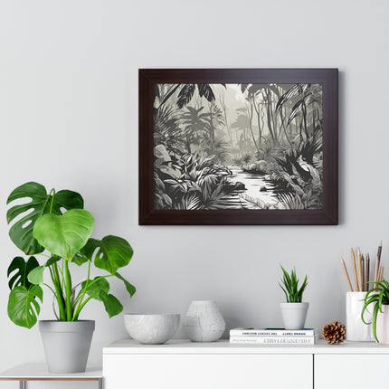 Wall Decor, Jungle Scene, Framed Wall Hanging, Black Shadow Print, Nature Scene Picture, Living Room Poster, Office Scenery