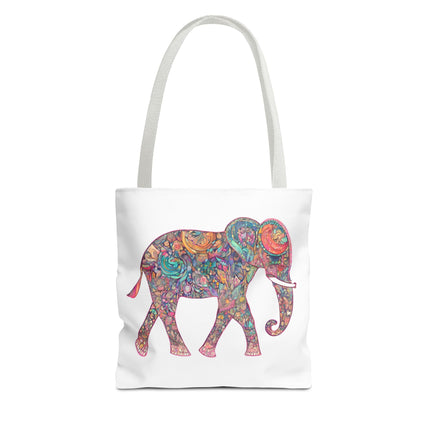 Elephant Gift Tote | Majestic Color Pattern Custom Grocery Bag | Animal Lovers Office Travel Carrier | Wild Safari Business Traveler