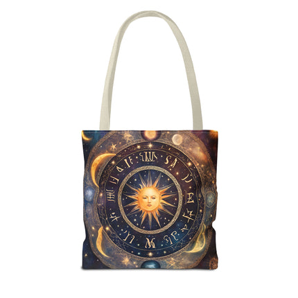 Moon Phases Tote Bag | Lunar Cycle Astronomy Wiccan Grocery Bag | Solstice Home Office Laptop Carrier | Solar System Travel Overnight Gift