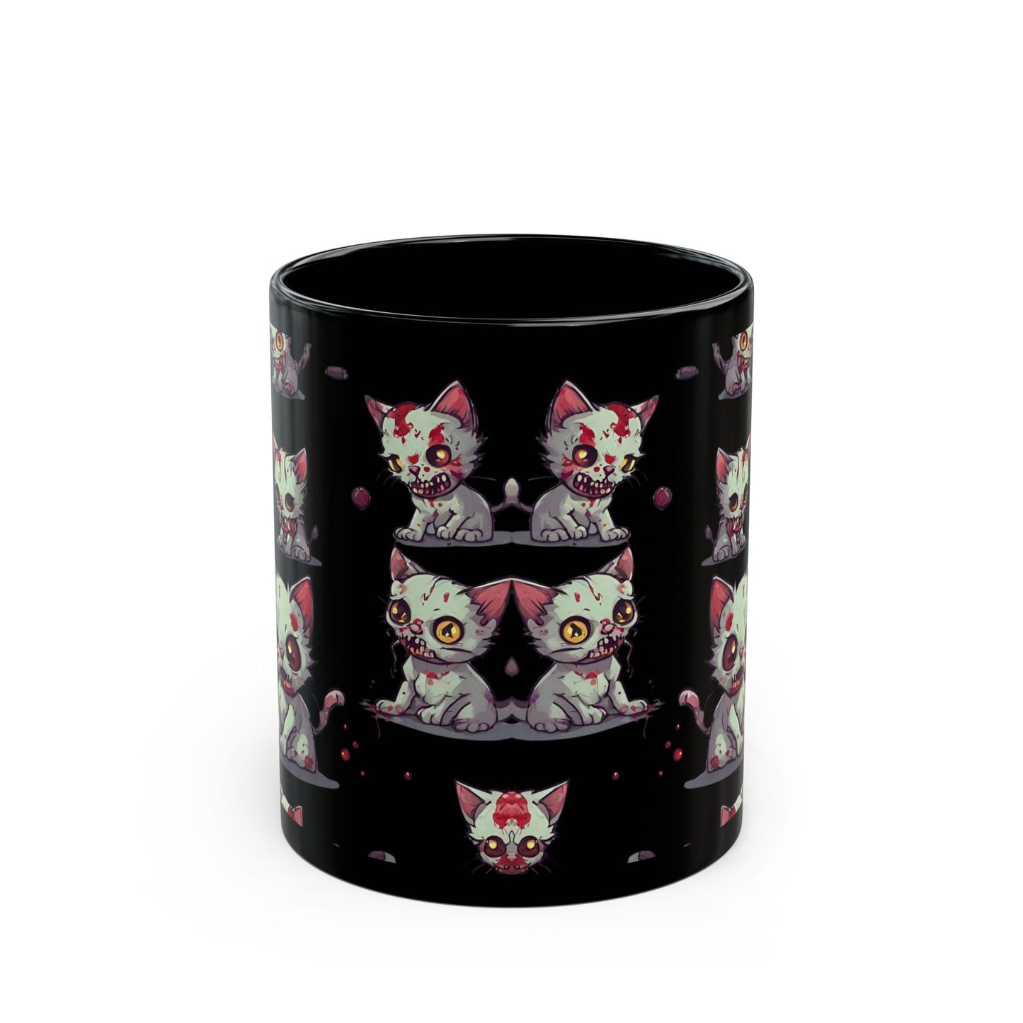 Zombie Cat Coffee Mug Gift, Cute Walking Dead Undead Kittens Tea or Cocoa Cup, Kids or Adults Home Work Office Morning Caffeine Mug