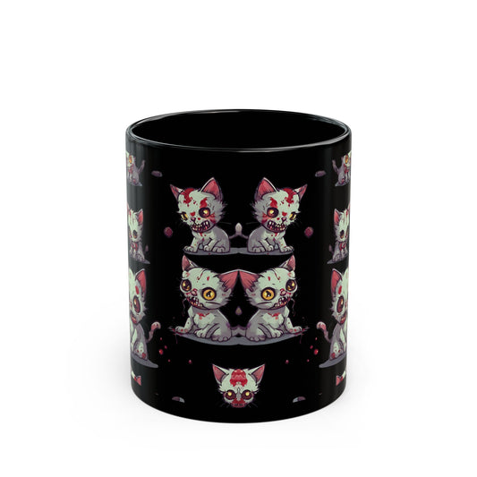 Zombie Cat Coffee Mug Gift, Cute Walking Dead Undead Kittens Tea or Cocoa Cup, Kids or Adults Home Work Office Morning Caffeine Mug