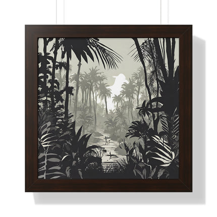 Wall Decor, Jungle Scene, Framed Wall Hanging, Black Shadow Print, Nature Scene Picture, Living Room Poster, Office Scenery