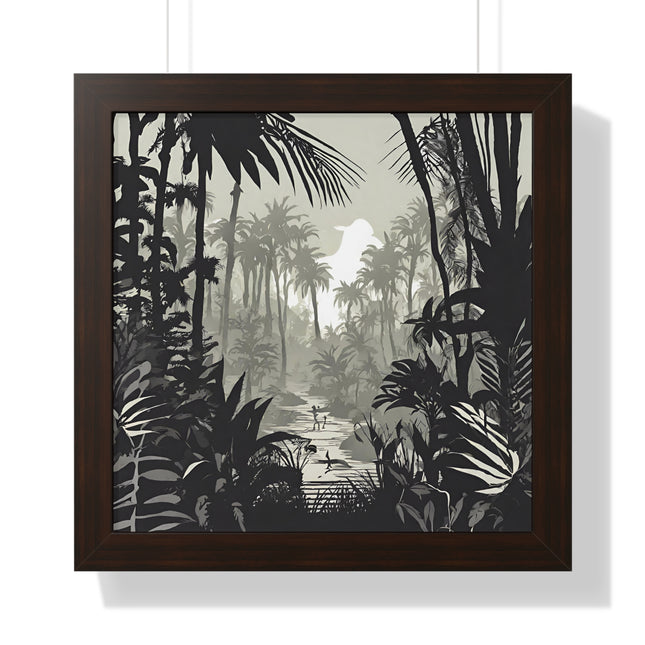 Wall Decor, Jungle Scene, Framed Wall Hanging, Black Shadow Print, Nature Scene Picture, Living Room Poster, Office Scenery