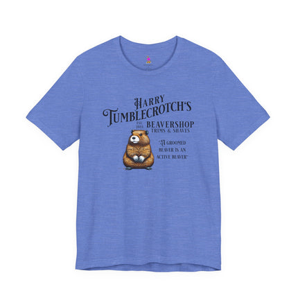 HARRY TUMBLECROTCH'S BEAVERSHOP T-Shirt - Funny Barbershop Parody Adult Humor Tee