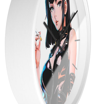 LEATHER CLAD SMOKER Wall Clock - Retro Spy Cartoon Pin-Up Decor