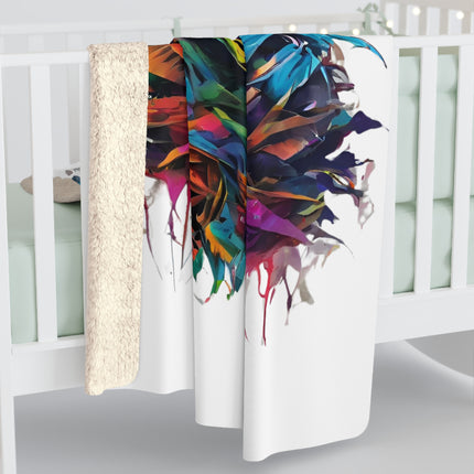 UNHOODED SKELETON 80's Cartoons Inspired Splash Abstract Art Sherpa Fleece Blanket