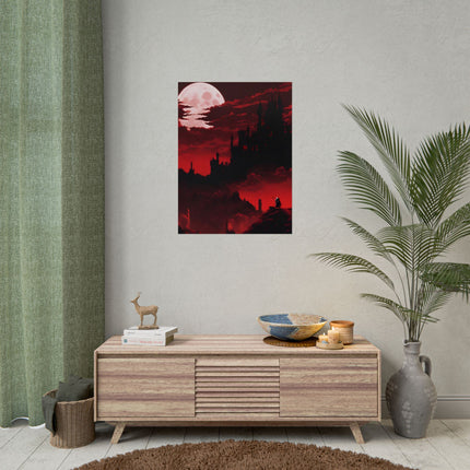 Castlevania Simon Belmont Video Game Room Inspired Wall Decor | The Cursed Night Begins Poster | Dracula Castle Vampire Night Wall Hanging