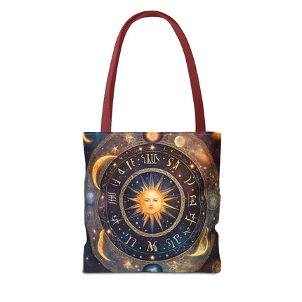 Moon Phases Tote Bag | Lunar Cycle Astronomy Wiccan Grocery Bag | Solstice Home Office Laptop Carrier | Solar System Travel Overnight Gift