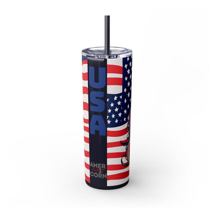 AMERICORN AMERICAN UNICORN Skinny Tumbler - United States Freedom Loving Horse Insulated Cup