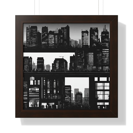 CITY STREET PANELS - Urban Skyline Buildings Framed Wall Art