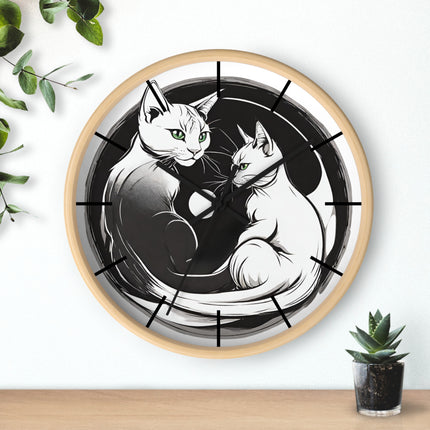 MOONLIT MEOWS Wall Clock - Romantic Cats Starry Night Decor