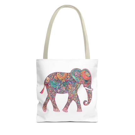 Elephant Gift Tote | Majestic Color Pattern Custom Grocery Bag | Animal Lovers Office Travel Carrier | Wild Safari Business Traveler