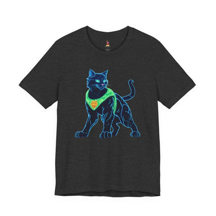 MYSTICAL NEON BLACK CAT T-Shirt, Magical Glowing Panther Tee