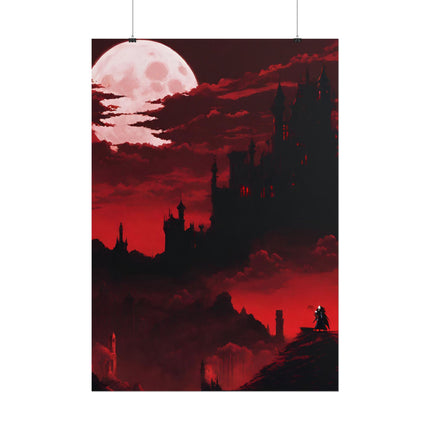 Castlevania Simon Belmont Video Game Room Inspired Wall Decor | The Cursed Night Begins Poster | Dracula Castle Vampire Night Wall Hanging