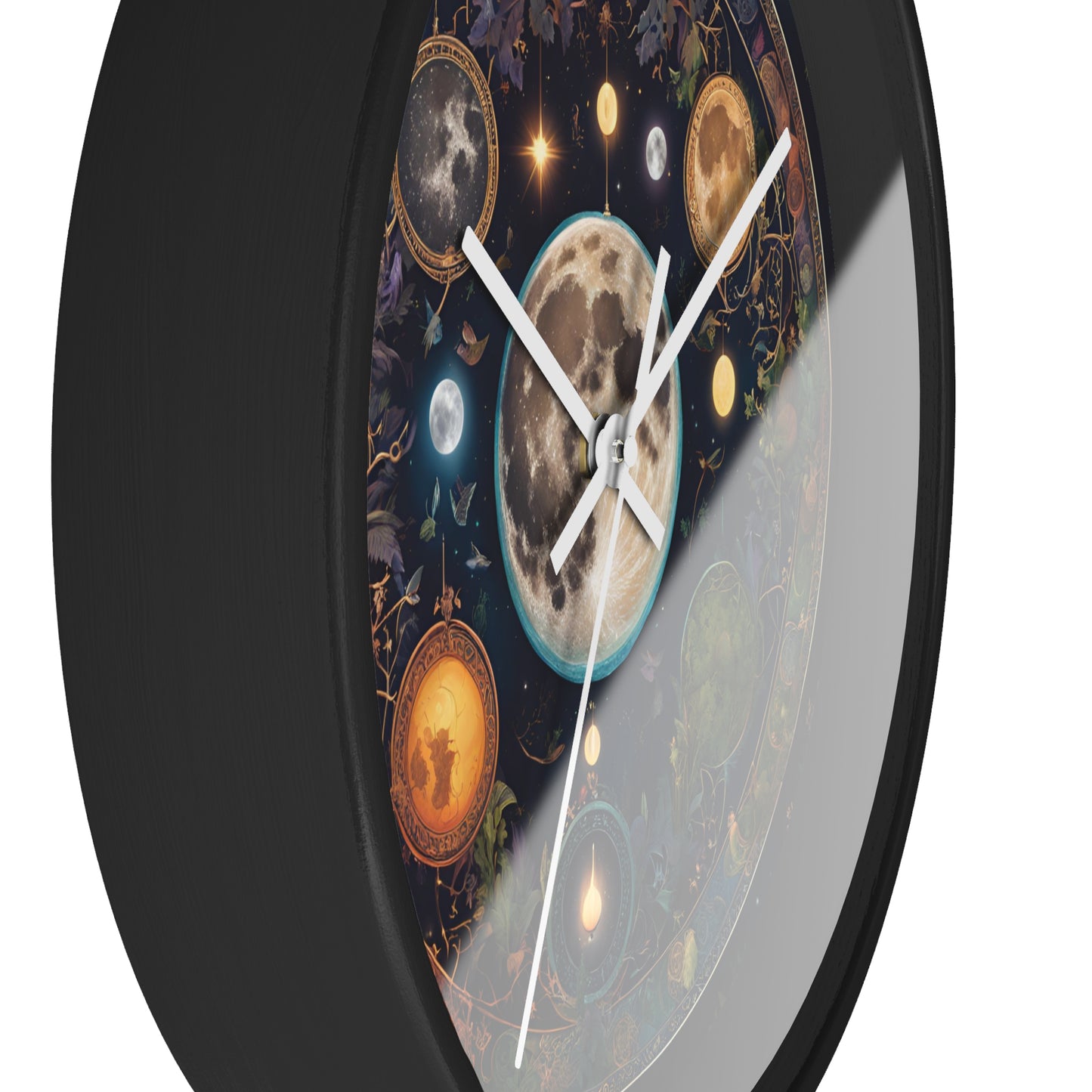 Moon, Sun and Earth Phases Wall Clock, Lunar Cycle Astronomy Home Decor, Solar System Wall Hanging, Celestial Office Art Gift