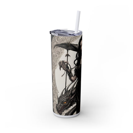 GOTHIC REPTILIAN MORPHING DRAGON LADY Skinny Tumbler - Dark Fantasy Cup