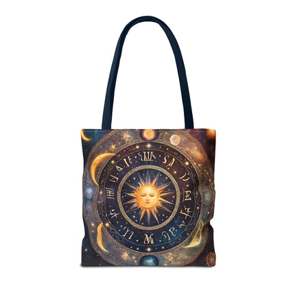Moon Phases Tote Bag | Lunar Cycle Astronomy Wiccan Grocery Bag | Solstice Home Office Laptop Carrier | Solar System Travel Overnight Gift
