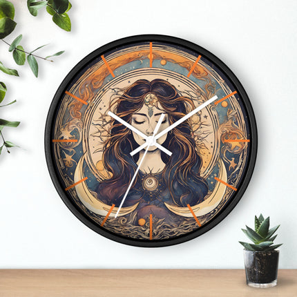 SUN & MOON GODDESS Wall Clock - Celestial Astrology Cosmic Decor
